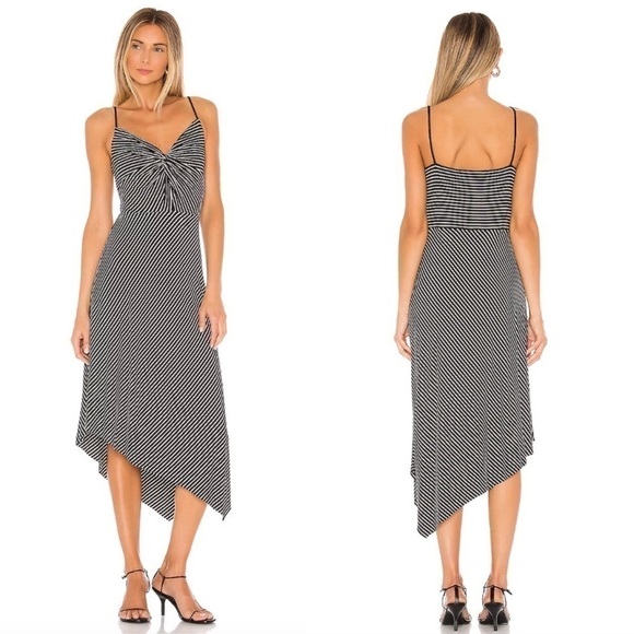 Bailey 44 REVOLVE Paola Asymmetrical Striped Dress Black and Chalk Size Medium - Picture 1 of 10